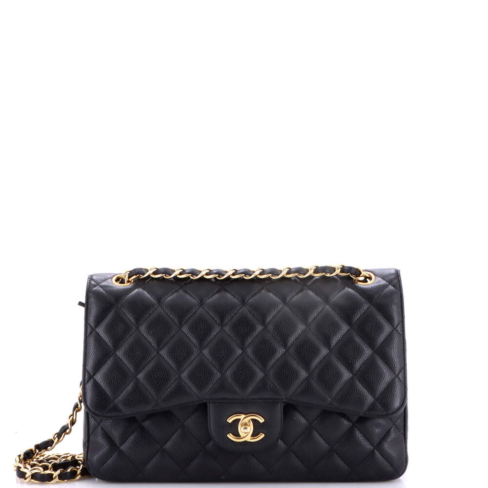 Chanel Jumbo Classic Double Flap Bag Quilted Caviar